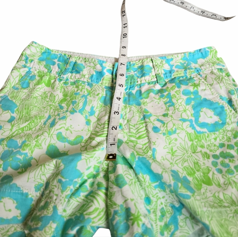 Lilly Pulitzer The Callahan Blue Green Floral Animal Print It's A Zoo Shorts 0 - Picture 4 of 6